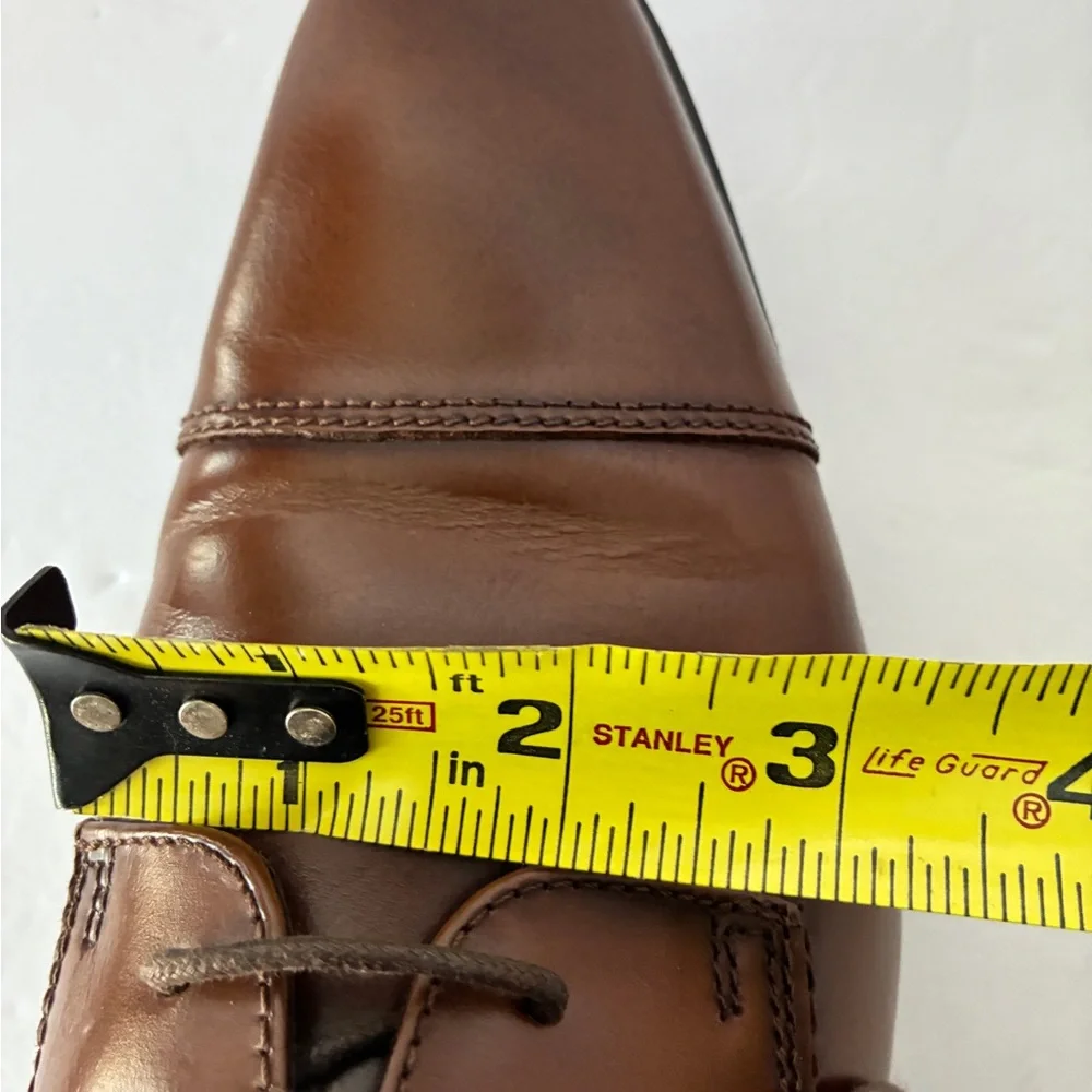 The Rail Stark Cap Toe Derby Oxford Men's Brown Leather Dress Shoes Size 41 US 8